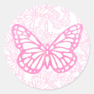 Sticker Rond Rêves papillon (rose-simple)
