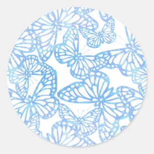 Sticker Rond Rêves papillons (bleu)