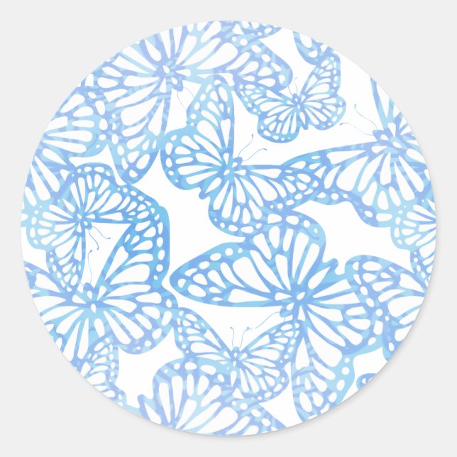 Sticker Rond Rêves papillons (bleu) (Devant)