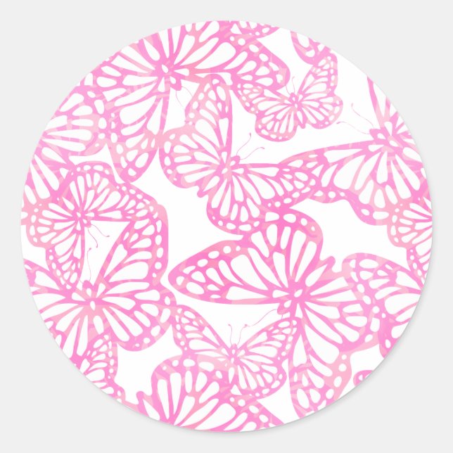 Sticker Rond Rêves papillons (rose) (Devant)