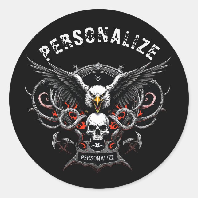 Sticker Rond Revêtement en métal lourd Rock & Roll Band Article (Devant)