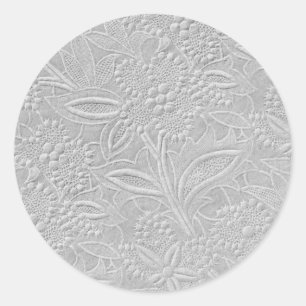 Sticker Rond Revêtement floral gris