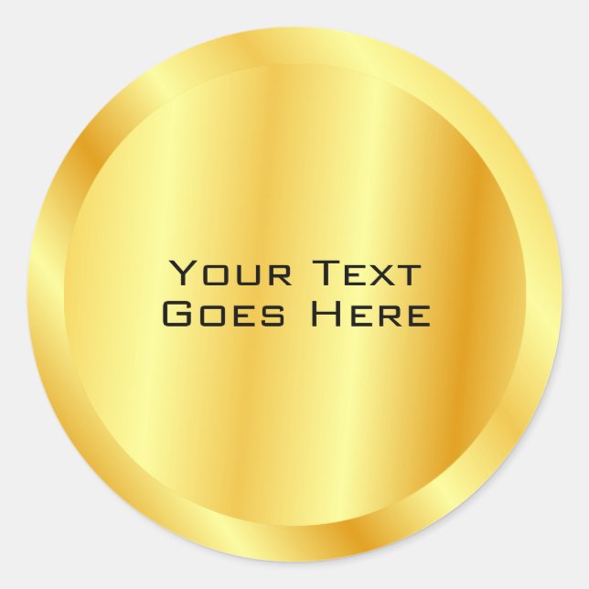 Sticker Rond Revêtement métallique Faux Gold Ajouter Votre Text (Devant)