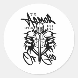 Sticker Rond Revêtez la pleine armure de Dieu chrétien religieu