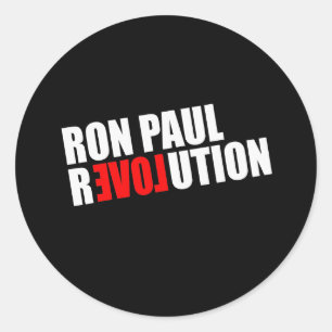 Sticker Rond RÉVOLUTION de RON PAUL (blanche)