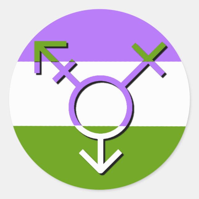 Sticker Rond Révolution des genres LGBTQA Genderqueer non binai (Devant)