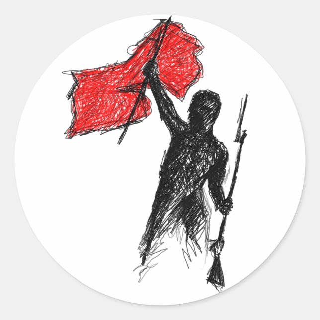 Sticker Rond Révolutionnaire ! (Devant)