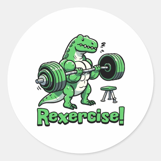 Sticker Rond Rexercice ! Cute Salle De Sport T-rex Pun (Devant)