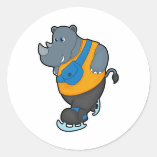 Sticker Rond Rhino at Ice patinage avec Sling bag
