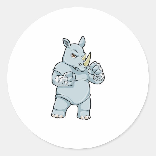 Sticker Rond Rhino en boîte à Boxer (Devant)