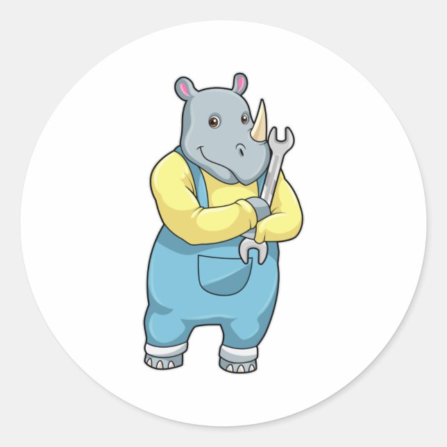 Sticker Rond Rhino en mécanique avec clé (Devant)