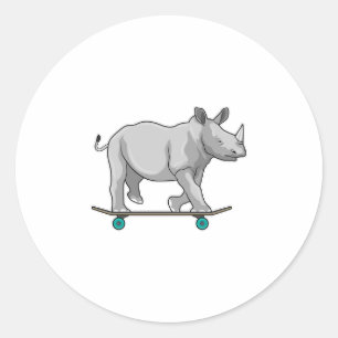 Sticker Rond Rhino en patinage avec skateboard