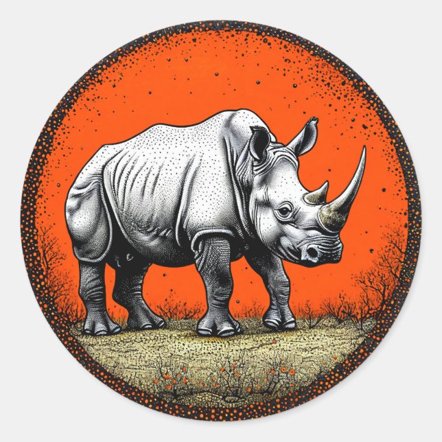 Sticker Rond Rhinocéros (Devant)