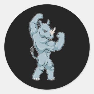 Sticker Rond Rhinocéros culturiste musculation sports