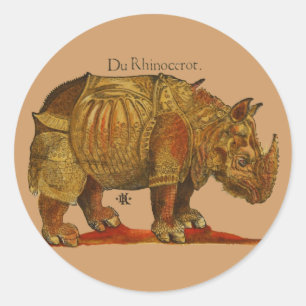 Sticker Rond Rhinoceros d'antiquité de Rhino vintage Durer