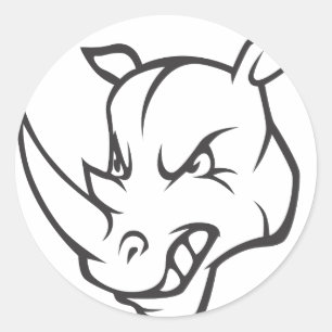 Sticker Rond Rhinocéros fou
