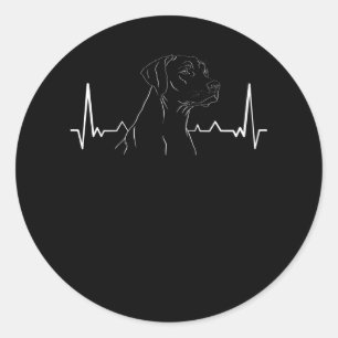 Sticker Rond Rhodesian Ridgeback Heartbeat