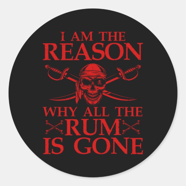 Sticker Rond Rhum Pour Alcool Rhum Pirate Boire (Devant)
