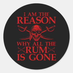 Sticker Rond Rhum Pour Alcool Rhum Pirate Boire