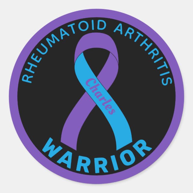 Sticker Rond Rhumatoïde Arthrite guerrier Ruban noir classique (Devant)
