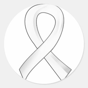 Sticker Rond Ribbon 3 Mesothelioma Pearl