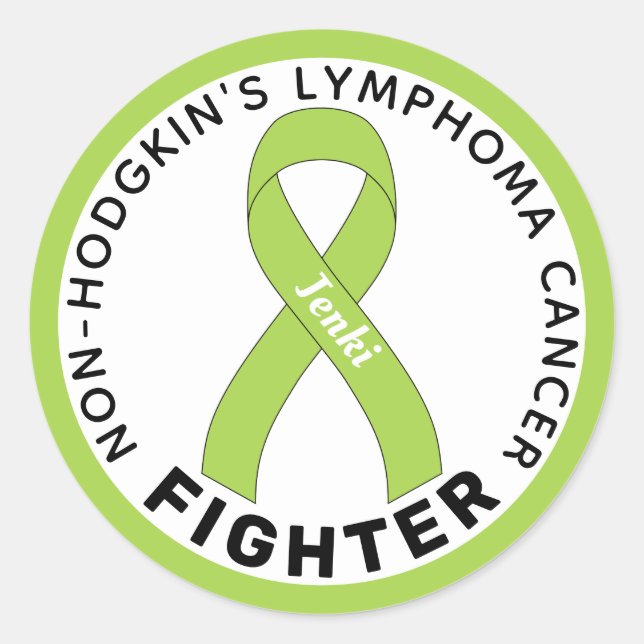 Sticker Rond Ribbon blanc pour la lutte contre le cancer du lym (Devant)