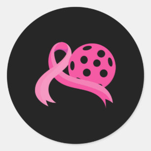 Sticker Rond Ribbon Coeur rose Pickleball Cancer du sein Décern