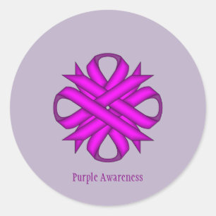 Sticker Rond Ribbon de Clover violet par Kenneth Yoncich