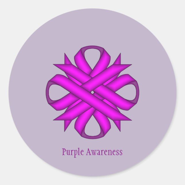 Sticker Rond Ribbon de Clover violet par Kenneth Yoncich (Devant)
