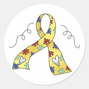 Sticker Rond Ribbon De L'Autisme Amusant Du Cadeau De Sensibili
