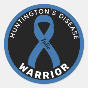 Sticker Rond Ribbon noir guerrier de la maladie de Huntington