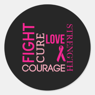 Sticker Rond Ribbon rose Cancer du sein Lutte contre les surviv