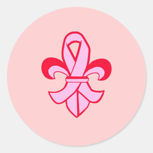 Sticker Rond Ribbon rose Fleur de Lis (Devant)