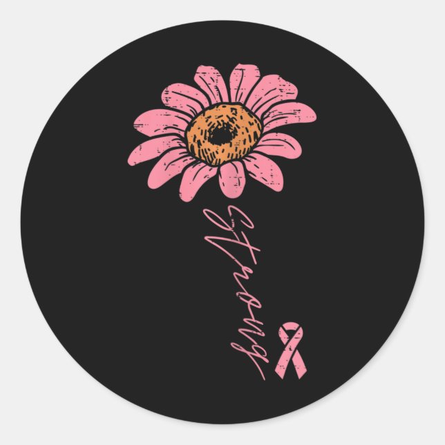 Sticker Rond Ribbon Tournesol Fort Sensibilisation au cancer du (Devant)