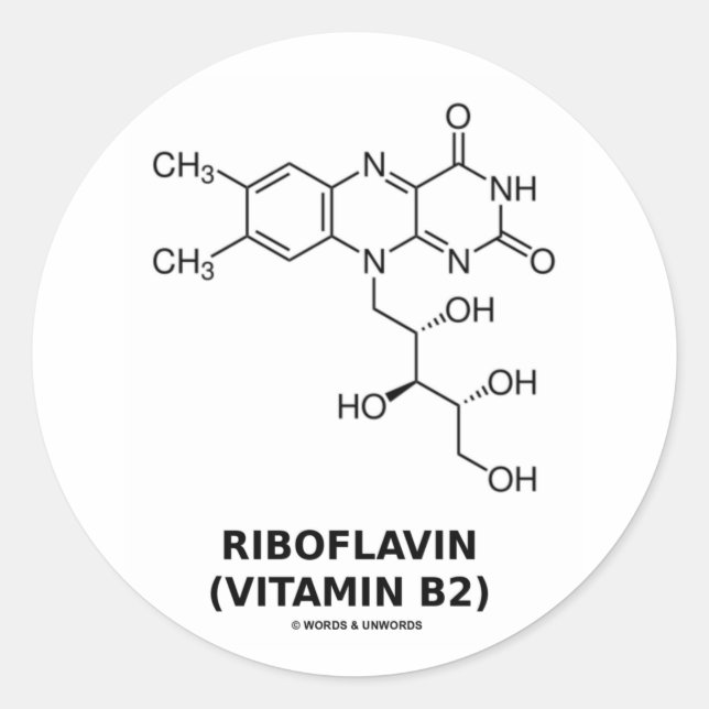 Sticker Rond Riboflavine (vitamine B2) Molécule chimique (Devant)