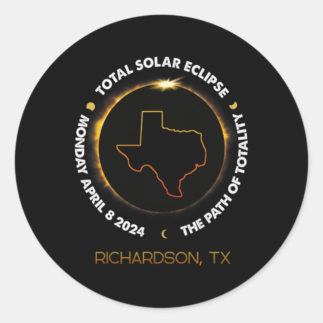 Sticker Rond Richardson Total Solar Eclipse 2024 04.08.24 (Devant)