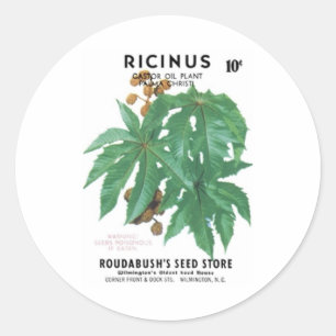 Sticker Rond Ricinus, Plante Castor OIl, magasin de semences de
