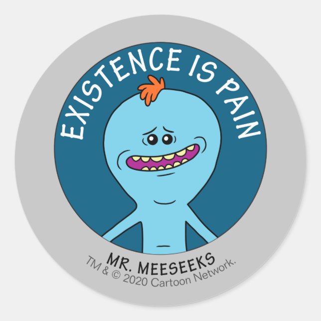 Sticker Rond RICK ET MORTY™ | L'Existence Est Une Douleur (Devant)
