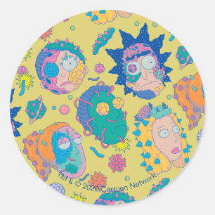Sticker Rond RICK ET MORTY™  Motif de la famille Smith infect