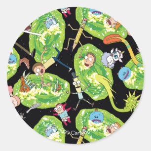 Sticker Rond RICK ET MORTY™   Motif de portails en panne