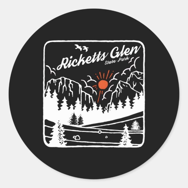 Sticker Rond Ricketts Glen State Park Pennsylvania Modern Pn (Devant)