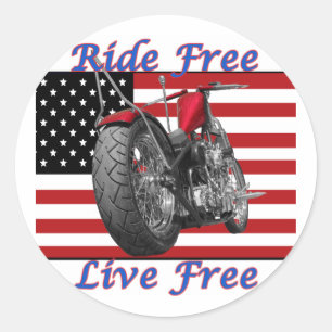 Sticker Rond Ride Free Live Gratuit