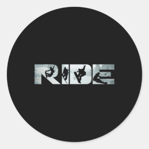 Sticker Rond Ride Snowboards Tee Drôle Amant Snowboard