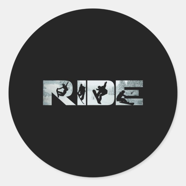 Sticker Rond Ride Snowboards Tee Drôle Amant Snowboard (Devant)