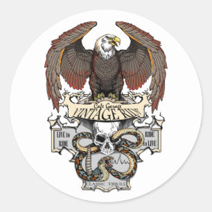 Sticker Rond Ride To Live Live To Ride Biker design