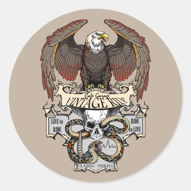 Sticker Rond Ride To Live Live To Ride Biker design (Devant)