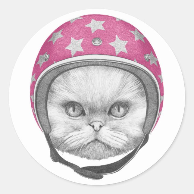 Sticker Rond Rider en moto chats perse (Devant)