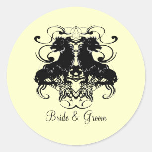 Sticker Rond Ridéveloppement de Lions Vintages avec des perruqu