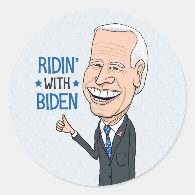 Sticker Rond Ridin' With Biden Joe Biden Supporter (Devant)
