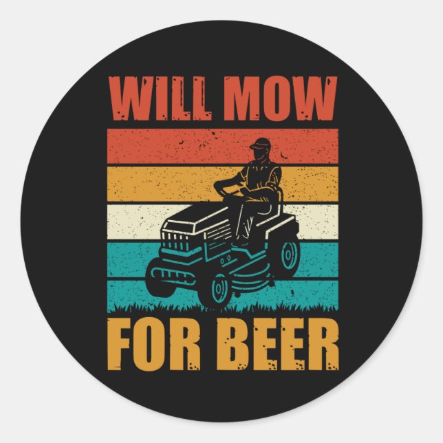 Sticker Rond Riding Lawn Mower Dad Gift Bday (Devant)